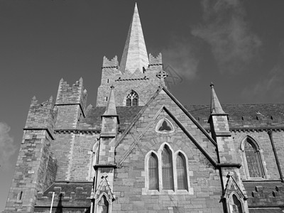 都柏林基督教会蓝色天空宗教建筑建筑学教会背景图片