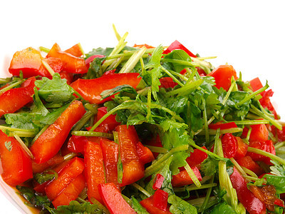 新鲜的Coriander和甜辣椒沙拉草药叶子香菜蔬菜芳香植物草本厨房香气绿色图片