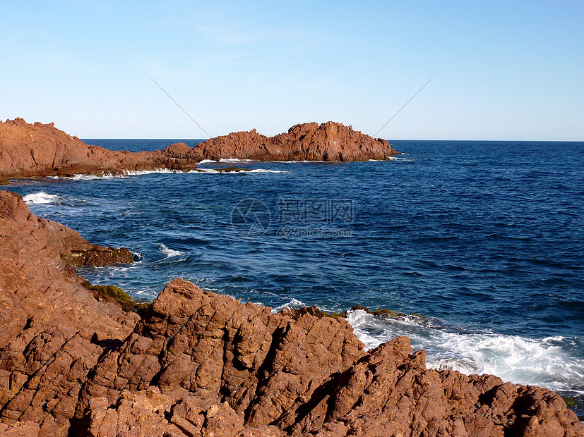 法国阴影悬崖面糊海岸海洋波浪断路器海域岩石爬坡图片