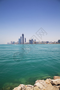 阿联酋阿布扎比天空线海湾建筑港口市中心建筑物景观天空中心多层建筑学图片