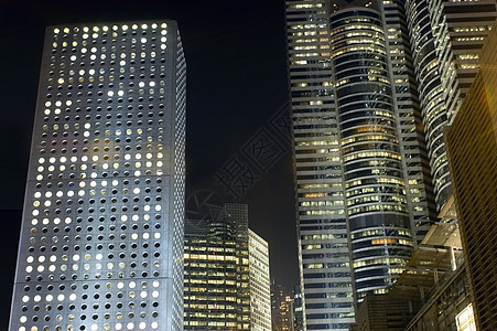 香港  夜间建筑群建筑学灯光景观发光城市团体摩天大楼反射图片