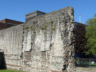 旧罗马伦敦长城建筑风化历史石方石工历史性石墙地标图片