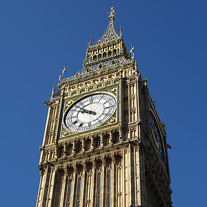 Big Ben 伦敦建筑地标议会天空建筑学手表钟声蓝色图片