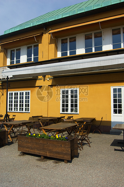内地瑞典街头咖啡店紫色服务人行道椅子午餐座位咖啡餐厅城市食堂图片