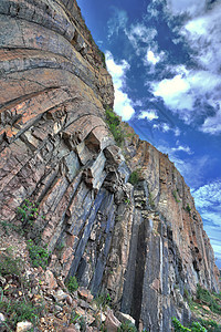 香港地质公园 自然六边柱壁天空岩石火山巨石植物蓝色折叠国家柱子纪念碑图片