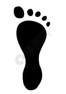 脚印印象夹子黑色脚趾绘画证据跑步打印白色插图图片
