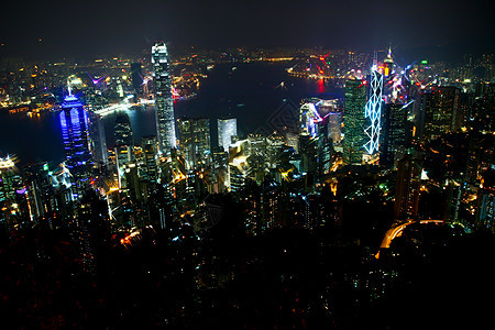 香港的夜间现场国际反射金融风景港口公司城市建筑旅行天际图片