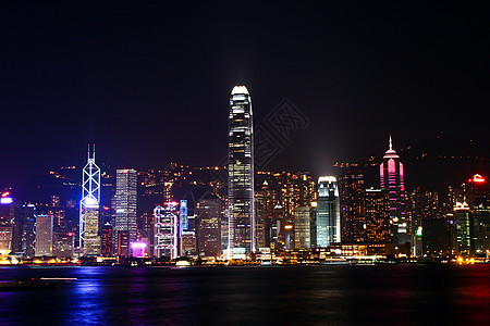香港的夜间现场顶峰反射金融国家风景建筑学港口公司旅行旅游图片