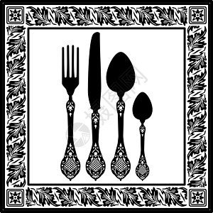 餐具餐厅桌子装饰品勺子插图服务早餐派对厨房酒吧图片