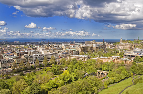 绿色城市爱丁堡天线旅行历史蓝色城堡城市建筑物天空绿色树木风景背景