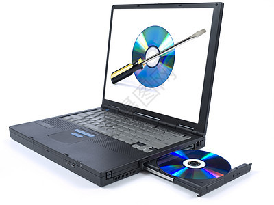 技术支援蓝光笔记本电子产品展示白色数据磁盘光驱驾驶屏幕图片