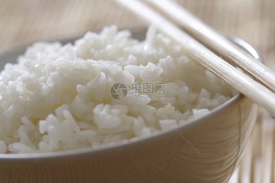 大米饭碗主食宏观食物淀粉筷子白色图片