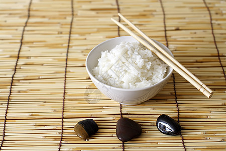大米饭碗淀粉主食食物竹子白色筷子图片