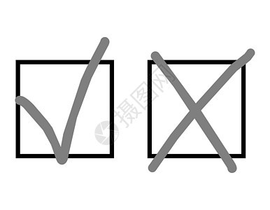 选中和交叉插图投票复选标记选举盒子调查问卷测试报告选票图片