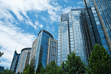 市商业区城市现代化玻璃钢商圈市中心建筑物蓝天白云玻璃墙图片