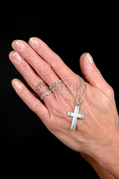 女祈祷者戒指珠宝宗教帮助信号女士悔改棕榈女性精神图片