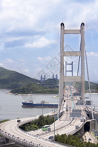 香港的清马桥曲线运输海洋旅行射线建筑速度蓝色场景景观图片