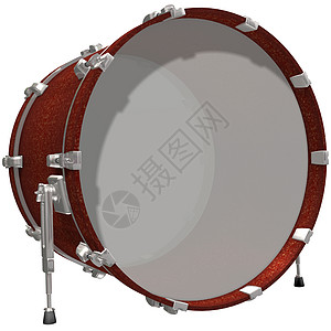 Bass Drum 孤立在白色上图片