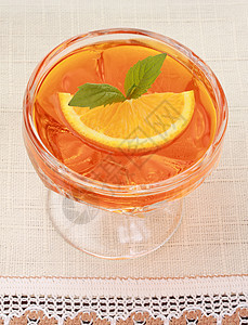 橙果冻甜点明胶树叶果味薄荷凝胶橙子水果食物图片