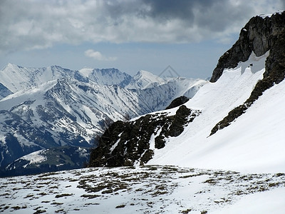 主要高加索山脊距离植物群解脱冰川斜坡天空文件全景植被山峰图片