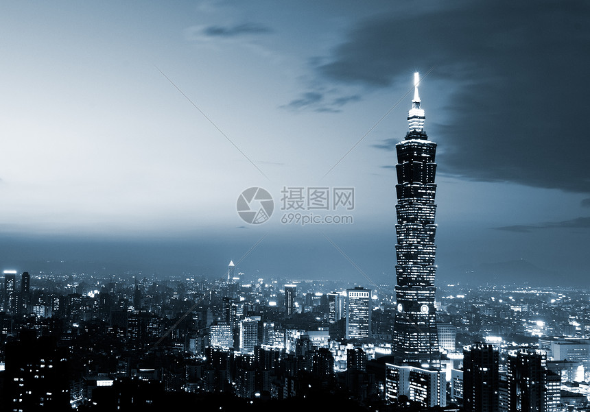 Taipei 101 台湾最高建筑市中心景观戏剧性办公室高度天空城市摩天大楼天际地标图片