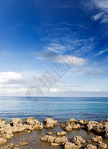 珊瑚珊瑚礁岩石海岸线晴天海岸珊瑚海景沿海海浪石头游客热带天堂图片