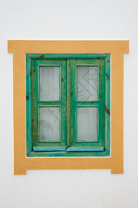 传统的葡萄牙语传统窗口白色绿色建筑古董石膏窗户村庄房子黄色图片