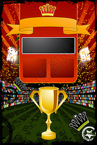 足球海报星星展示金子团队游戏天空锦标赛场地插图优胜者图片