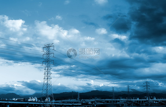 电塔活力资源天空建筑学环境白色工程电缆蓝色电气图片