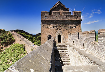 中国的长城建筑学观光晴天历史性旅行地标旅游远足石头防御图片