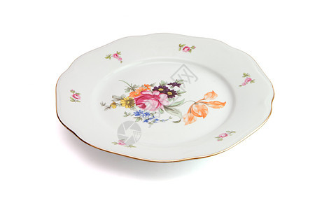 白餐盘 用鲜花粉刷图片