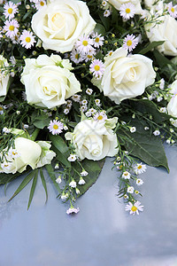 白玫瑰宏观浪漫花束白色玫瑰婚礼花瓣花头插花新娘图片