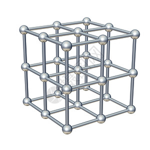 3d 立方体模型白色插图物理科学金属网格盒子空间化学亲和力图片