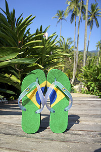 巴西滑坡热带休闲旅游目的地蓝色拖鞋气候乐趣凉鞋假期图片