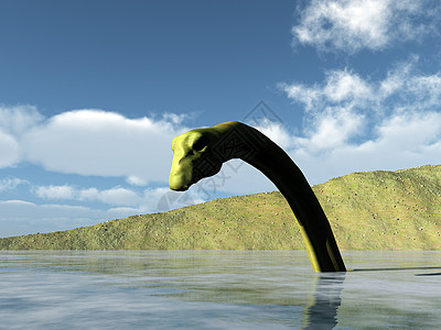 尼斯湖怪神话爬行动物堆焊恐龙生物地平线游泳脖子怪物液体图片