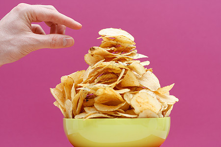 土豆薯片零食盘子采摘肥胖小吃问题筹码食物饥饿派对图片