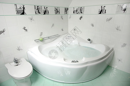 洗浴室龙头套房坐浴蓝色灯光装饰优雅公寓房子白色图片
