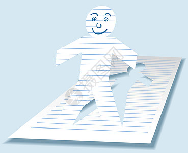 纸造纸工插图蓝色微笑男人男性折叠纸人图片