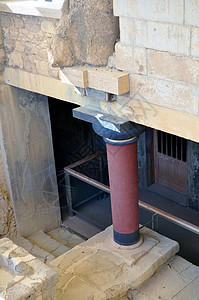 Knossos Crete的考古遗址柱子废墟历史性古董寺庙文明历史考古学游客建筑学图片