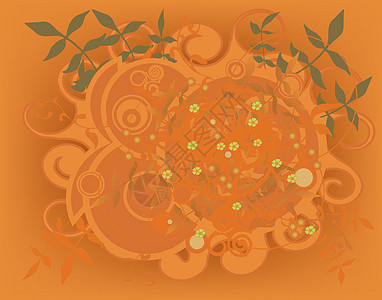 花状元素元素橙子叶子植物卷曲棕色植被圆圈背景图片
