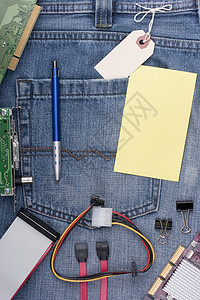 电脑设备口袋裤子织物电缆白色插座材料环形配件标签图片