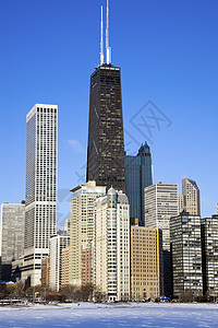 芝加哥冬季窗户办公楼摩天大楼景观建筑学风光市中心天际都市城市生活图片