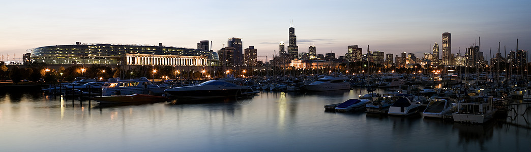 芝加哥全景游艇城市都市路灯城市生活摩天大楼建筑学体育场建筑码头图片