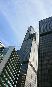 芝加哥高楼大楼的高层建筑住宅码头天空景观反射城市旅游建筑学摩天大楼地标图片