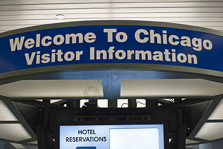 欢迎来到芝加哥飞机场酒店商务飞机乘客机场旅行国际背景图片