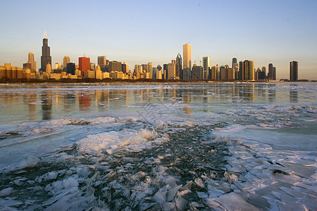 芝加哥的冰日日出图片