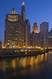 芝加哥市中心风光假期圆圈摩天大楼结构景观天际商务目的地旅行图片