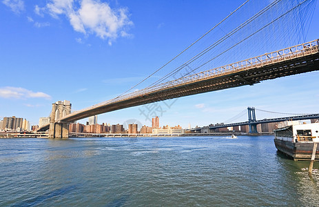 纽约市的布鲁克林大桥建筑学电缆运输风景旅行景观城市办公室历史性地标图片
