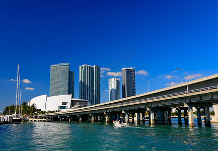 迈阿密市中心高楼大楼景观热带天空商业城市建筑学酒店办公室摩天大楼海洋图片