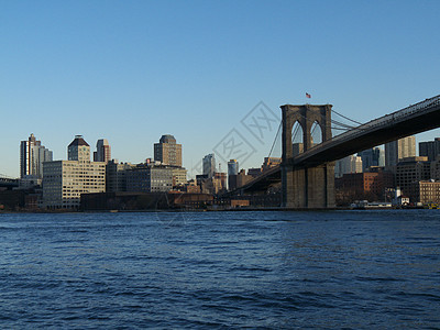 布鲁克林桥城市市中心蓝色游客天空建筑学天际全景地标景观图片